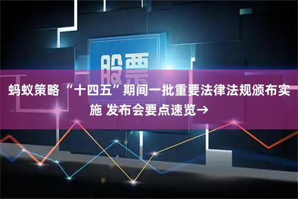 蚂蚁策略 “十四五”期间一批重要法律法规颁布实施 发布会要点速览→