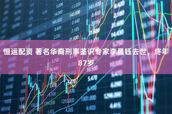 恒运配资 著名华裔刑事鉴识专家李昌钰去世，终年87岁